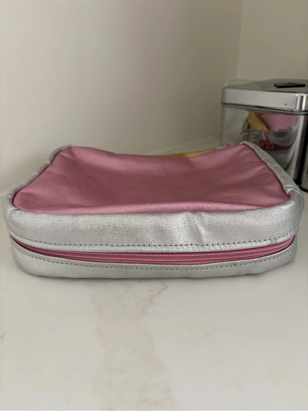 STATE Pink Metallic-Trim makeup bag